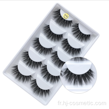 gros 5 paires de faux cils naturels longs et naturels, 3D faux cils de vison